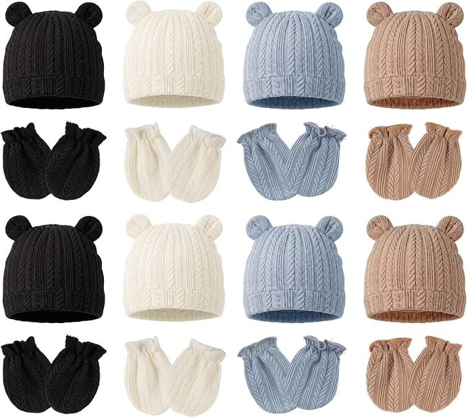 Newborn Baby Girl Hats Mittens Set Cotton by MKYSZLTSOCKS-EnjoyComfort