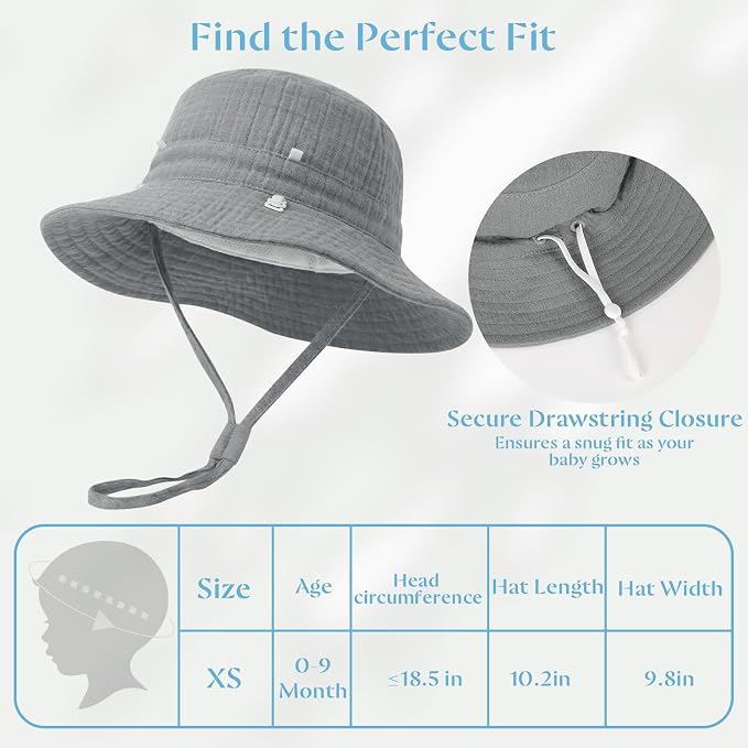Play Tailor 2 Pack Newborn Baby Sun Hat Breathable Muslin Cotton Cap 0-24M | - Image 6