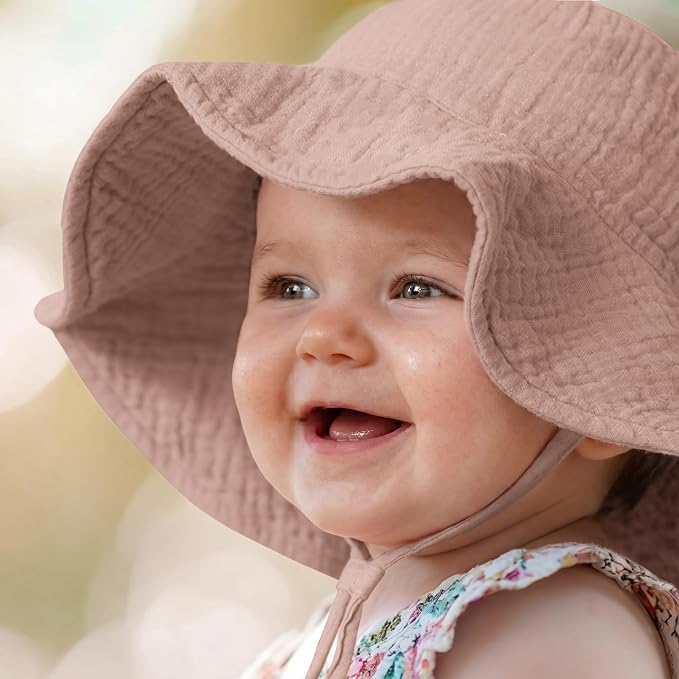 Konssy 2-Pack Muslin Baby Girl Sun Hats - Image 6
