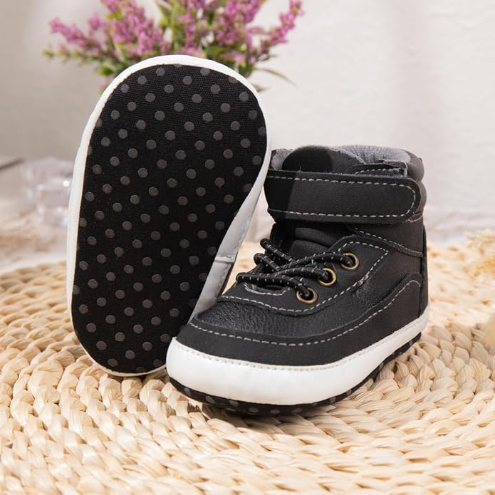Meckior Toddler Baby Boys Girls High Tops Ankle Sneakers Soft Anti-Slip Sole PU - Image 4