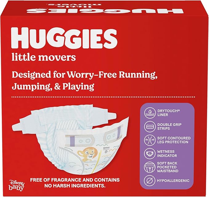 Huggies Size 3 Diapers, Little Movers Baby Diapers, Size 3 (16-28 lbs), 156 Count (6 packs of 26)