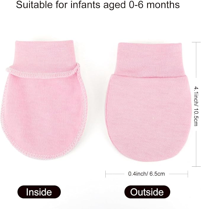 BQUBO Newborn Infant Toddler Mittens No Scratch Cotton Elastic Wrist Gloves - Image 5