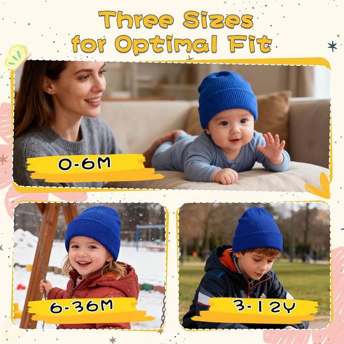 ZOORON Toddler Beanie Baby Kids Beanies Warm Winter Hat Knit Skull Cap - Image 2