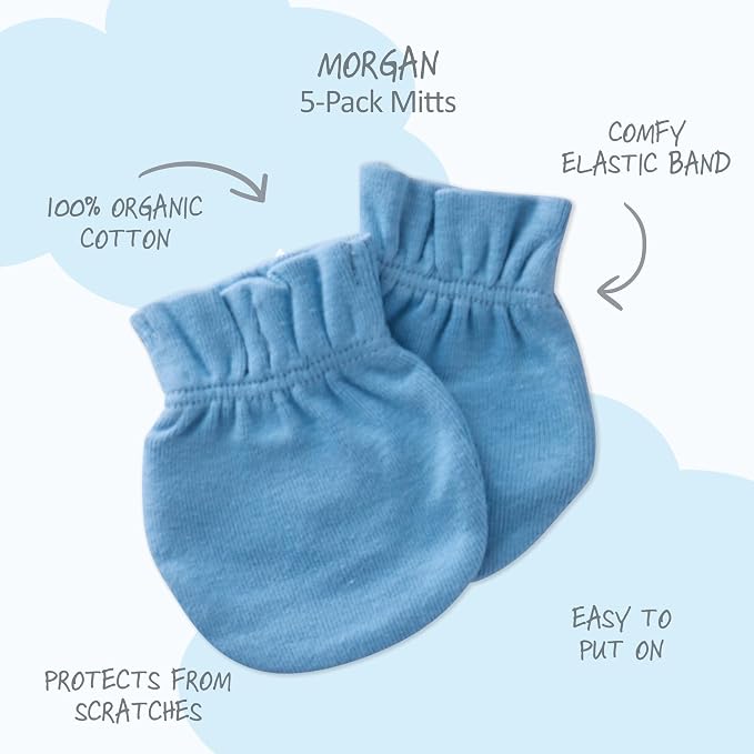 Butterblu Morgan 5-Pack Mitts 100% Cotton No Scratch Mitten Gloves | GOTS - Image 2