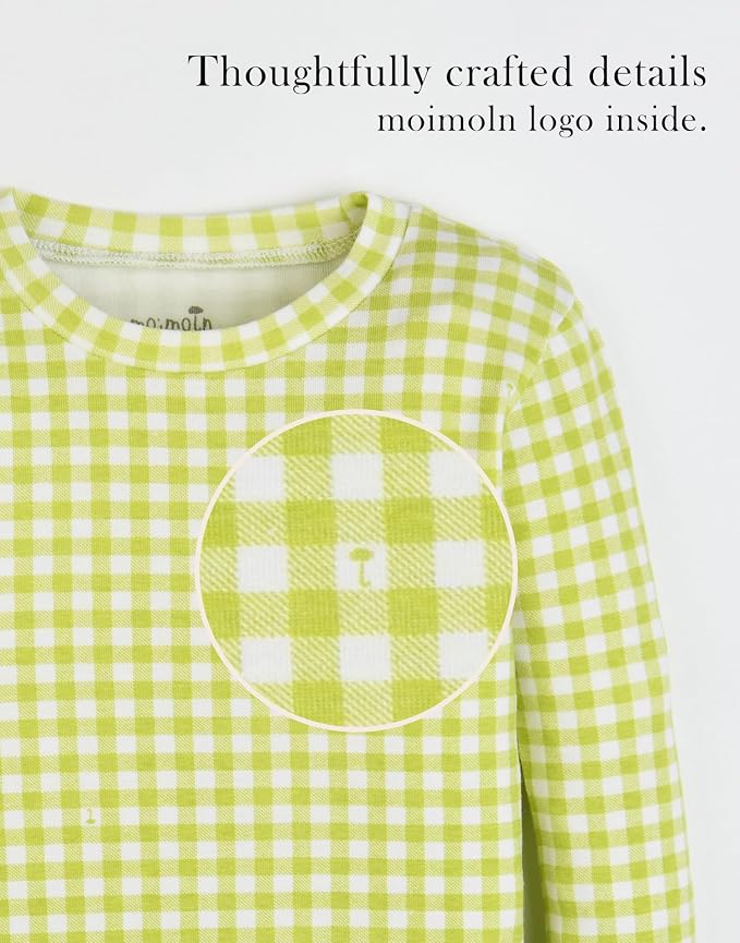 moimoln Cotton Modal Baby Toddler Pajamas Check Solid Leopard 6M-8Y - Image 4