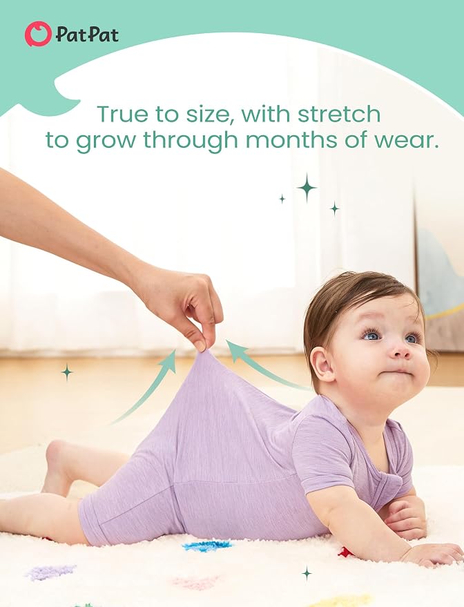 PATPAT Baby Boy and Girl Bamboo Viscose 2-Pack Romper | 2-Way Zipper, Soft and - Image 5