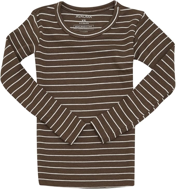 AVAUMA Stripe Pattern Baby Boys Girls Pajama Set Kids Toddler Snug fit Ribbed - Image 4