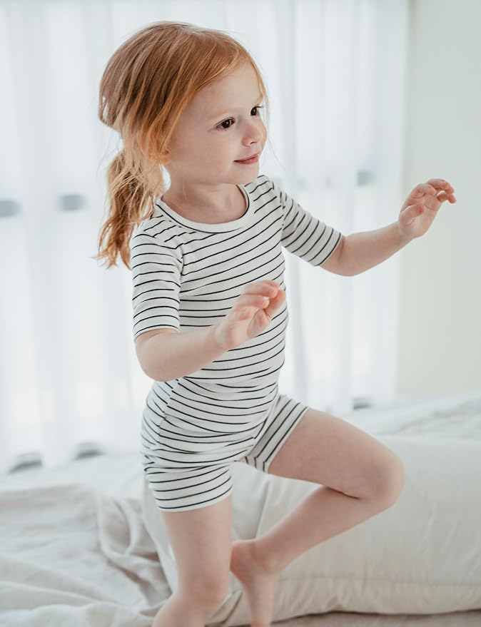 AVAUMA Stripe Pattern Baby Boys Girls Pajama Set Kids Toddler Snug fit Ribbed - Image 4