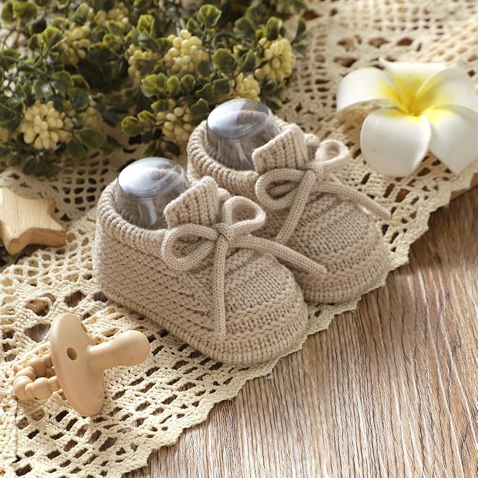 Neiwech Baby Booties Newborn Cozy Soft Warm Knitted Crib Shoes - Image 2