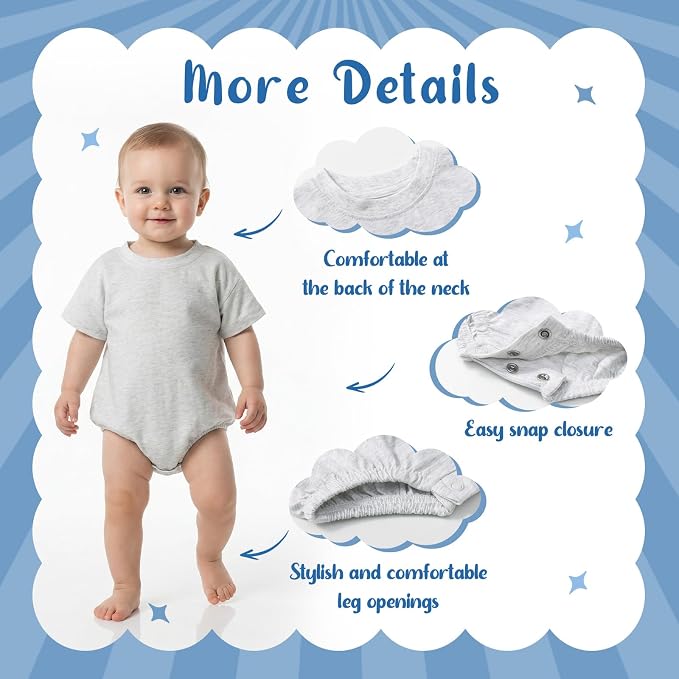 Bafeicao Baby Boy Girl Bubble Romper Infant Toddler T-Shirt Bodysuit | Organic - Image 4