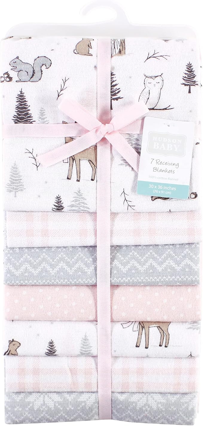 Little Treasure Hudson Baby Cotton Poly Flannel Receiving Blankets Multipack - Image 2