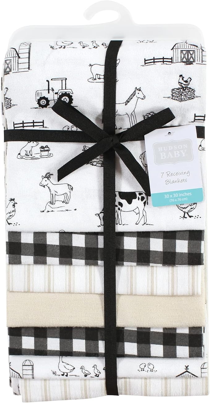 Little Treasure Hudson Baby Cotton Poly Flannel Receiving Blankets Multipack - Image 2