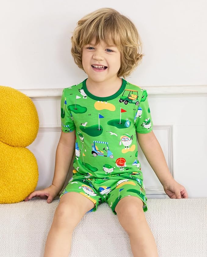 babee Reshinee Bamboo Viscose Toddler Boys Pajamas Set, Short Sleeve Kids - Image 7