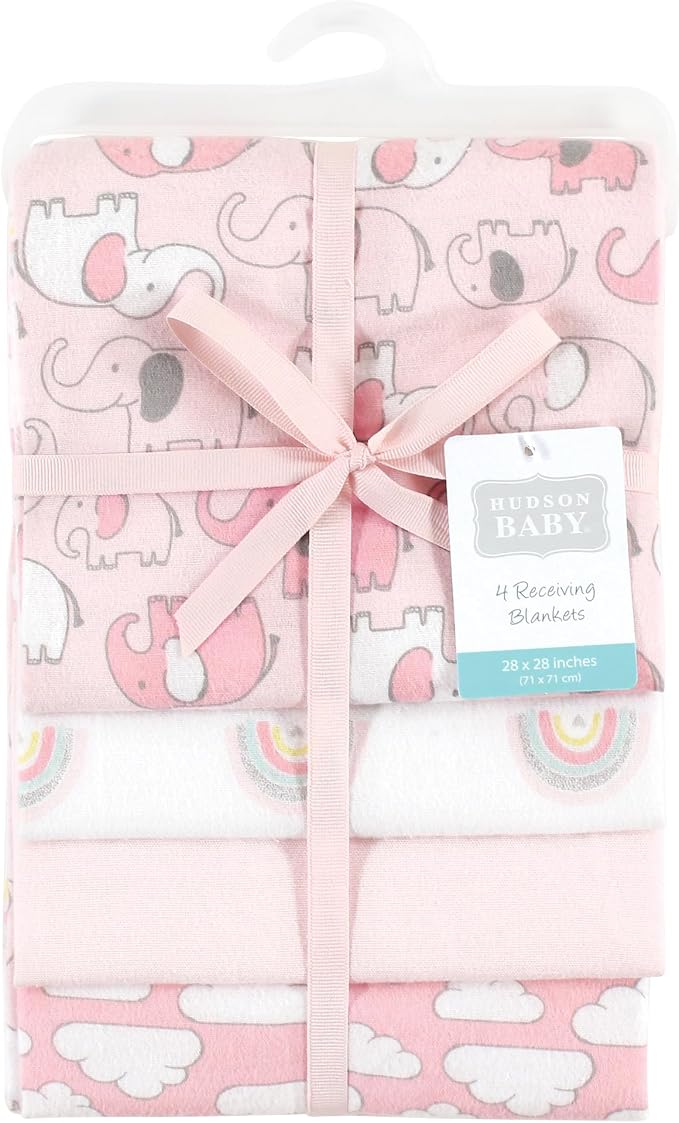 Hudson Baby Unisex Baby Cotton Poly Flannel Receiving Blankets, Girl New - Image 2