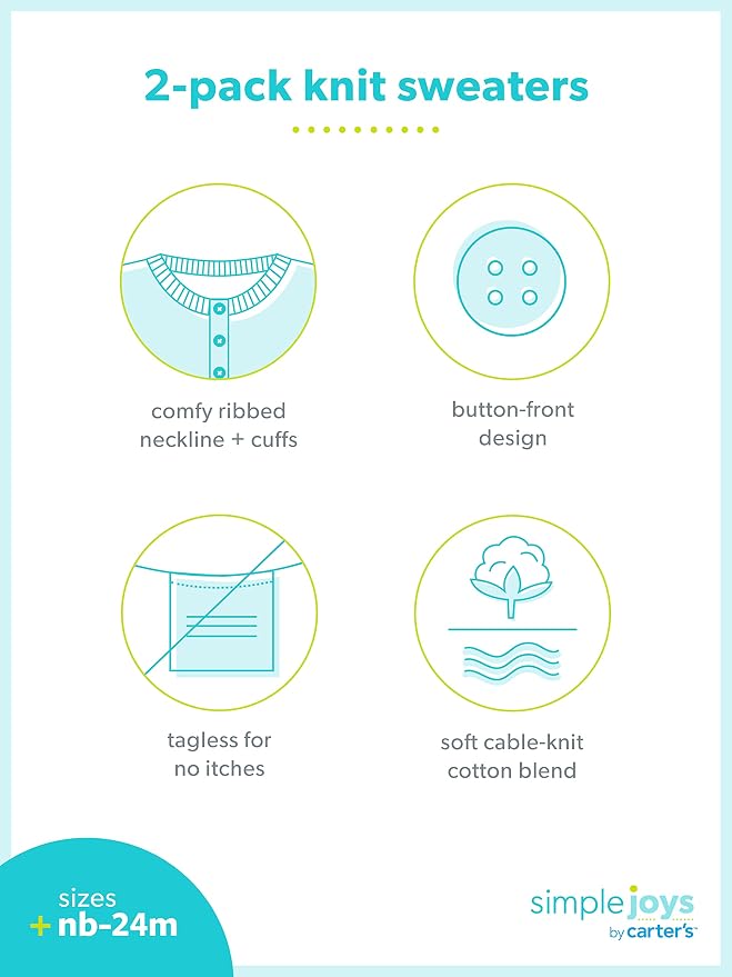 Simple Joys by Carter's Baby 2-Pack Knit Cardigan Sweaters - Image 4