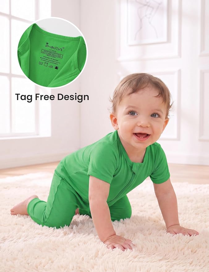 Jimonda Baby Romper Short Sleeve Cotton Pajamas 2-Way Zipper - Image 3