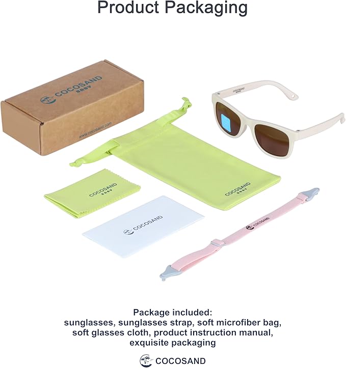 COCOSAND Flexible Baby Sunglasses with Strap Polarized UV Protection for Toddler Infant Newborn Boy Girl Age 0-24 Months