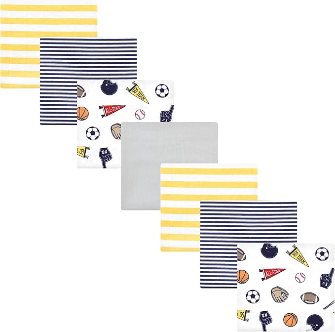 Hudson Baby Unisex Baby Cotton Poly Flannel Receiving Blankets Bundle, Sports by HudsonBaby