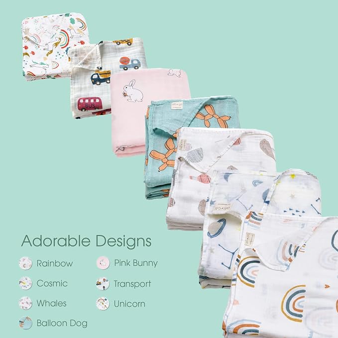 Ali+Oli Muslin Swaddle Blanket for Baby Large 47" x 47" Soft Rayon Made from - Image 6