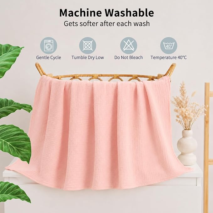 NESTALLY Cocoon Muslin Swaddle Blankets 4 Pack, Soft Breathable Large 47"x47" - Image 9