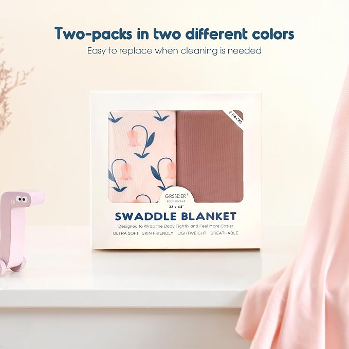 2-Pack Ultra Soft Stretchy Jersey Knit Baby Swaddle Blankets, 33x44 | Snug - Image 6