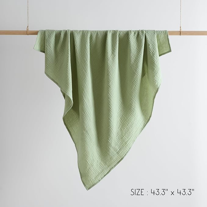 Meracorallo Muslin Swaddle Blanket, 100% Cotton, Sage Green | Soft Breathable - Image 8
