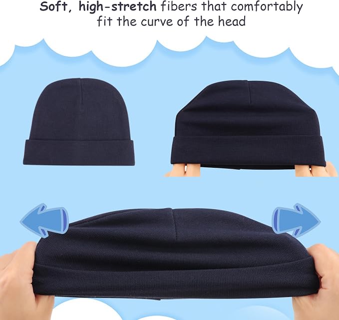 BQUBO Newborn Baby Hats Mittens Set Hospital Hat Beanie Infant Caps Baby Gloves - Image 7