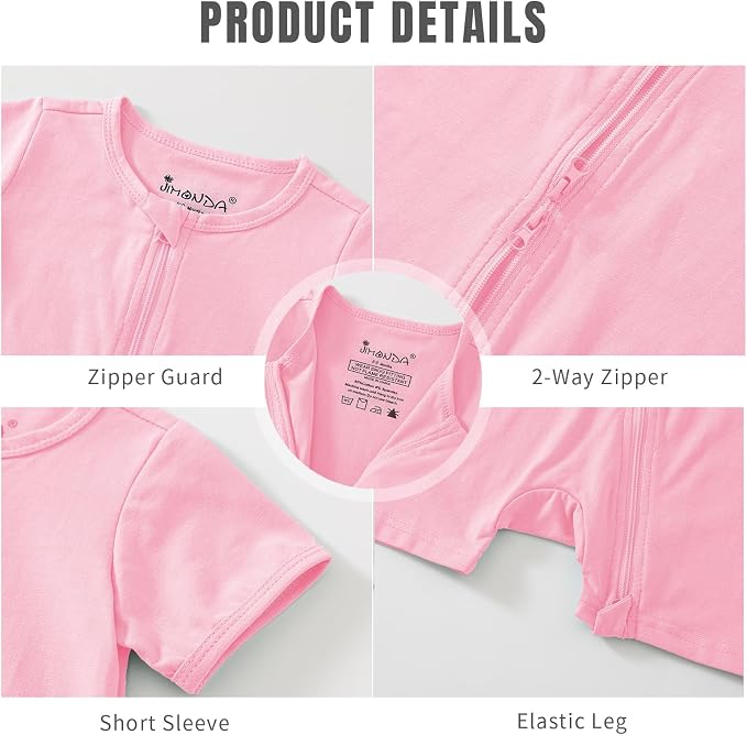Jimonda Baby Rompers Cotton Boys Girls Short Sleeve Sleepers Pajamas Pjs | Two - Image 5