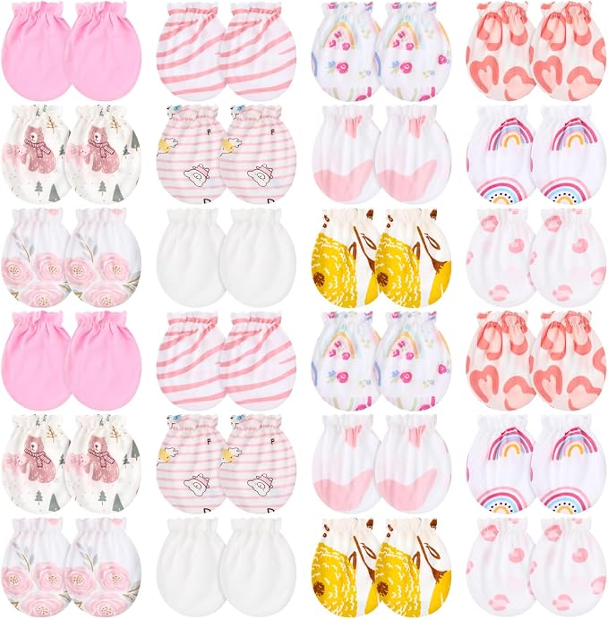 Geyoga 24 Pairs Newborn Baby Mittens No Scratch by Geyoga