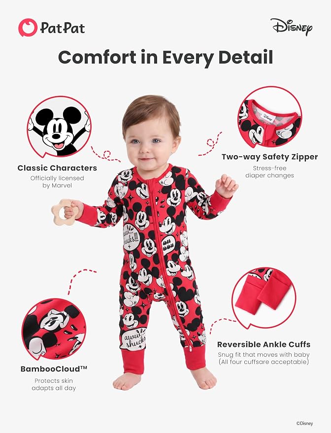 Disney Baby Viscose Made from Bamboo 2-Way Zipper Footie Outfit NB to Inf - Image 6