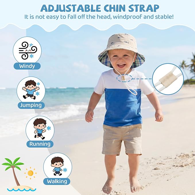 Durio Baby Sun Hat UPF50+ Wide Brim Bucket Hats - Image 3