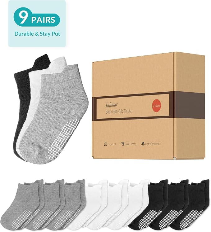 Infinno Baby Non Slip Ankle Socks 9 Pairs - Image 5