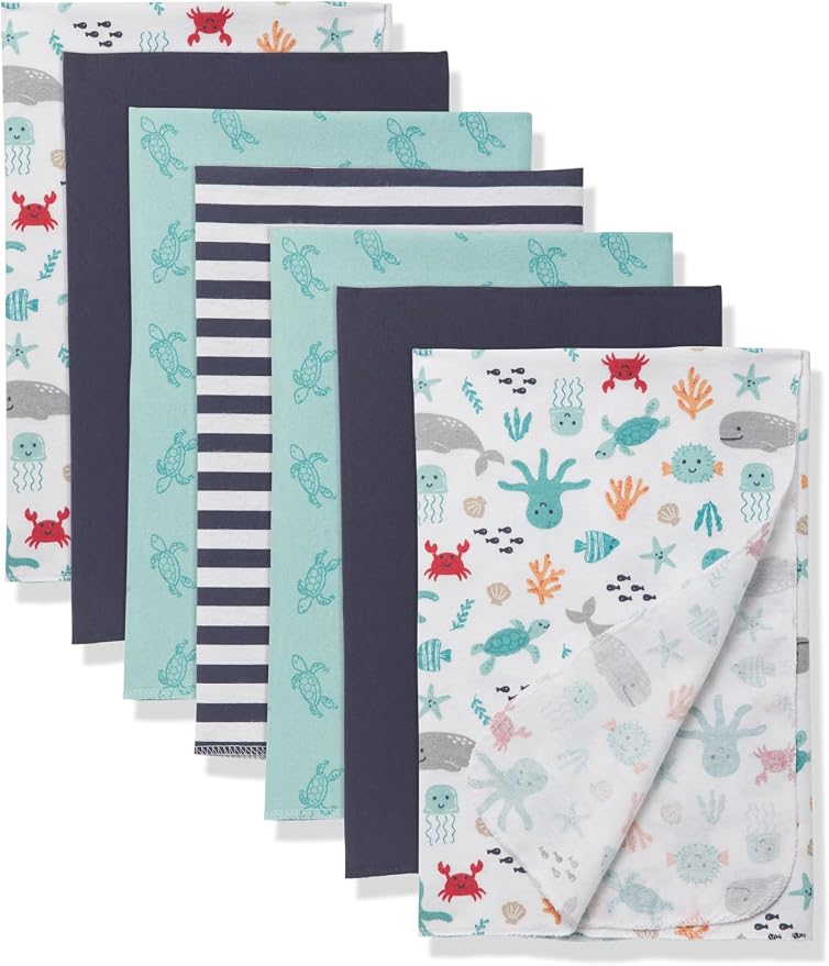Little Treasure Hudson Baby Cotton Poly Flannel Receiving Blankets Multipack by HudsonBaby