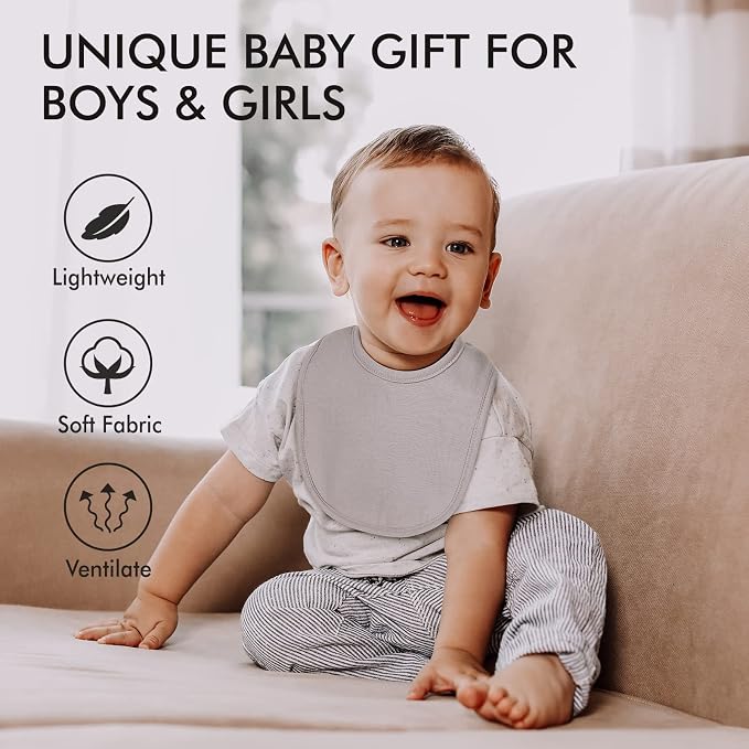 10 Pack Cotton Snap Bibs for Baby Boy Girl, Super Soft Drool Bibs for Teething - Image 2