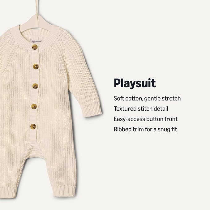 Amazon Essentials x Sofia Grainge Unisex Babies' Cotton Knit Playsuit - Image 3