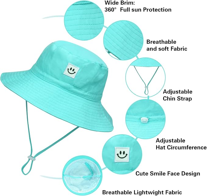 Baby Sun Hat Smile Face UPF 50+ Toddler Bucket Hat - Image 4