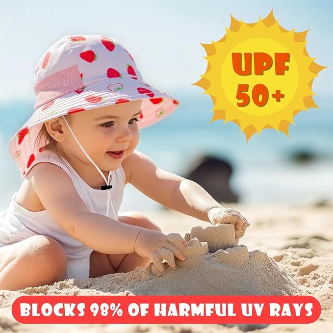 Toddler Baby Sun Hat Kids Summer Beach Essentials Adjustable Beach Hats - Image 2