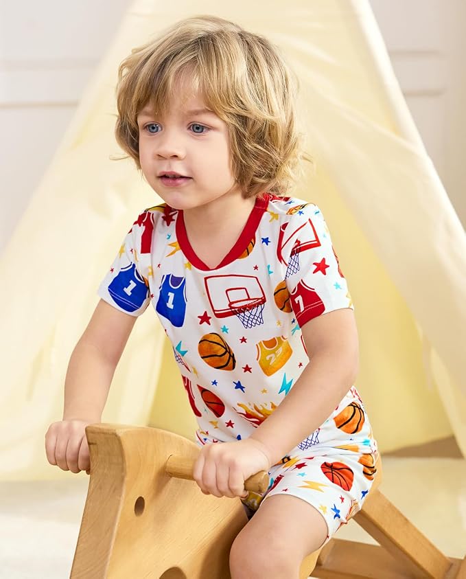 babee Reshinee Bamboo Viscose Toddler Boys Pajamas Set, Short Sleeve Kids - Image 9