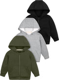 Cooraby 3 Packs Baby and Toddler Boys Long Sleeve Full-Zip Hoodies Infant by Cooraby