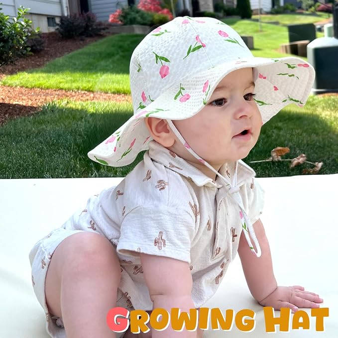 HONGTEYA Baby Sun Hat Wide Brim Adjustable Toddler Beach Bucket Hat | Soft - Image 4