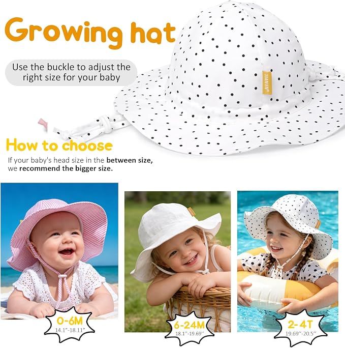 Baby Girl Sun Hat with UPF 50+ Outdoor Adjustable Toddler Beach Hat with Wide - Image 6