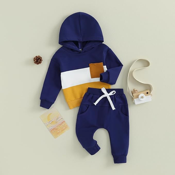Infant Baby Boy Fall Winter Clothes Outfit Hooded Long Sweatshirt Pant Set - Image 4