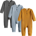 Bafeicao Baby Boy Girl 2/3 Pack Solid Romper Ribbed Short/Long Sleeve | by Bafeicao