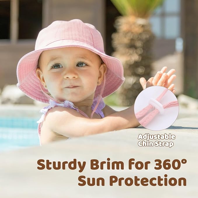 3 Pcs Baby Sun Hat Muslin, Baby Bucket Hat | UPF 50+ Sun Protection, Adjustable - Image 4