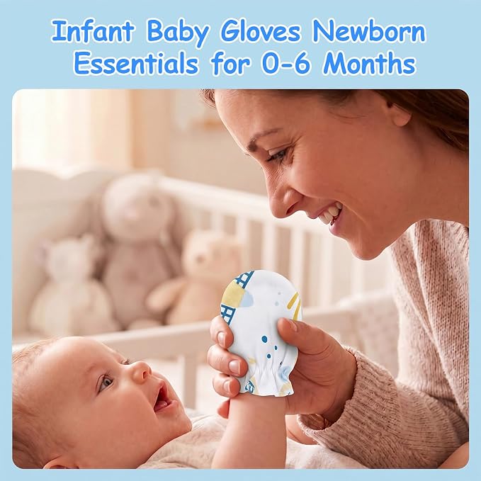 8 Pairs Newborn Baby Mittens No Scratch, Cotton Baby Gloves Infant Mittens - Image 6
