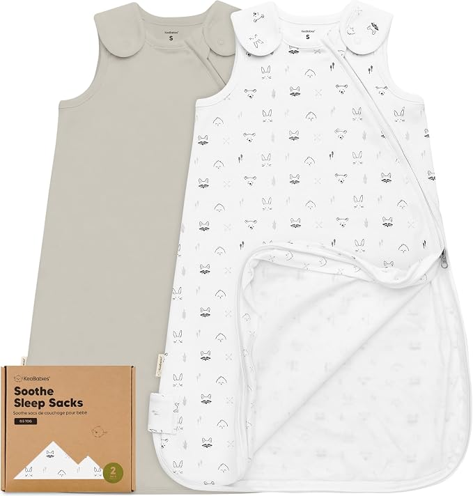 2-Pack Organic Baby Sleep Sacks, 100% Cotton 0.5TOG by KeaBabies