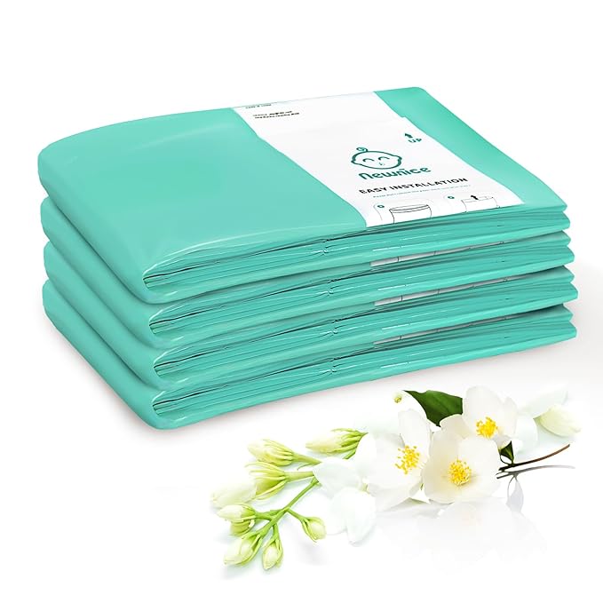 [4 Pack] Newnice Diaper Pail Refill Bags for Dekor Classic Diaper Pail, 30% Extral Thicker Diaper Genie Refills, Continuous Liners for Baby & Adult Diapers, Nursery Trash Solution