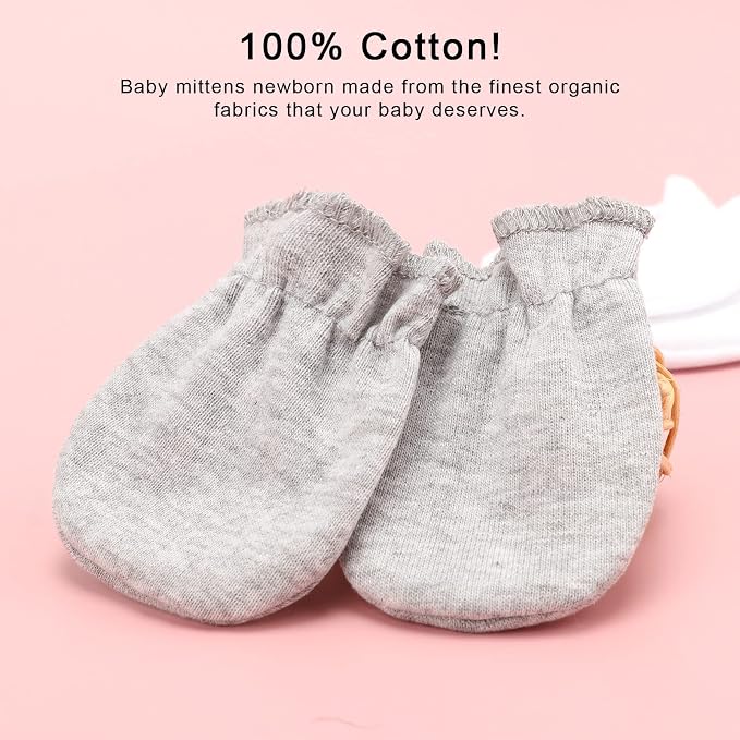 AQOKKA Newborn Baby Mittens No Scratch Cotton Elastic Wrist Gloves Infant - Image 3