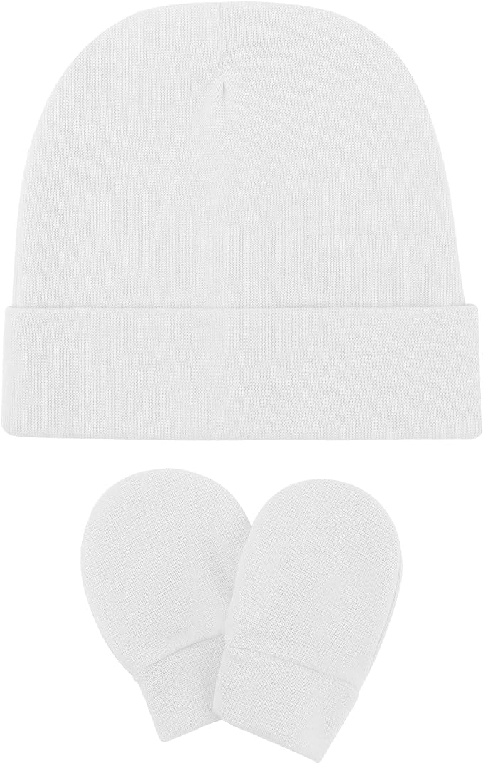 BQUBO Newborn Girls Hats Baby Hat and Mittens Set Infant Caps Bow Hospital - Image 6
