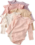 Butterblu Ashley 5-Pack Long Sleeve Ruffle Shoulder Bodysuits 100% Cotton | by Butterblu
